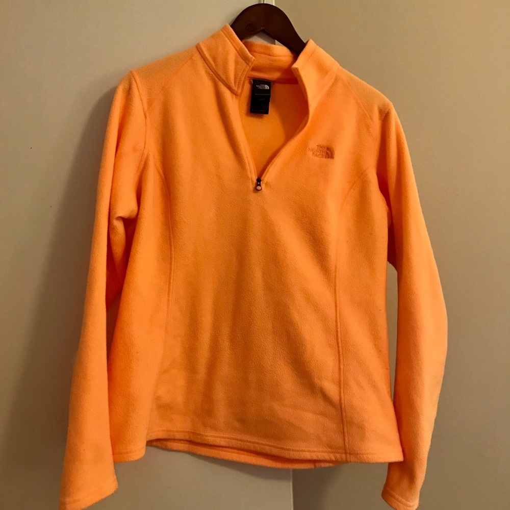 Orange North Face Quarter-Zip Fleece Pullover